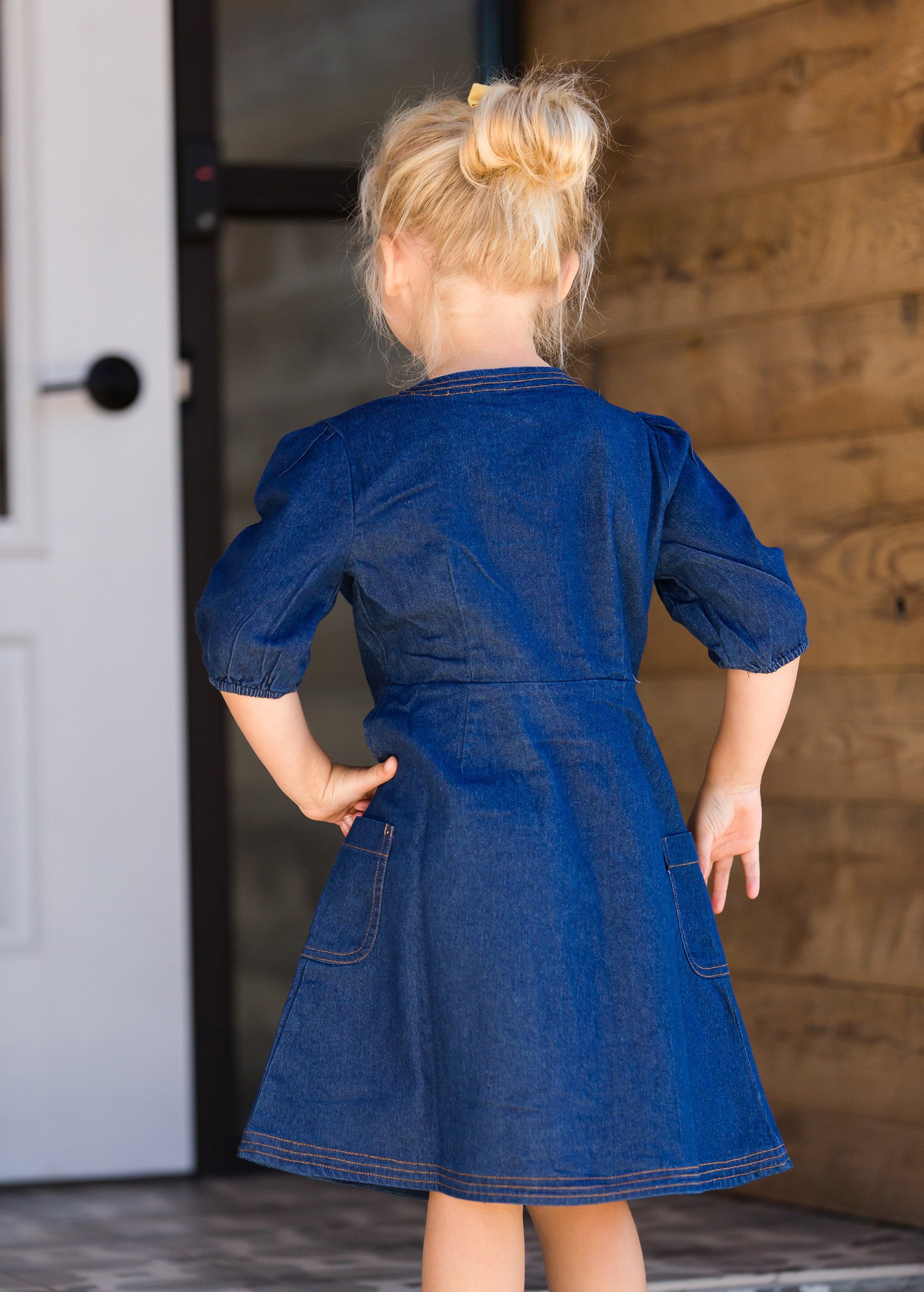 Toddler Denim Midi Dress with buttons