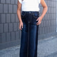 girls dark denim long skirt with adorable back pocket stitching