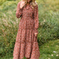 Copper Floral Long Sleeve Maxi Dress - FINAL SALE Dresses