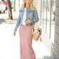 Coral and Gray Striped Maxi Skirt - FINAL SALE Skirts