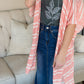 Coral and White Lightweight Striped Cardigan - FINAL SALE Tops