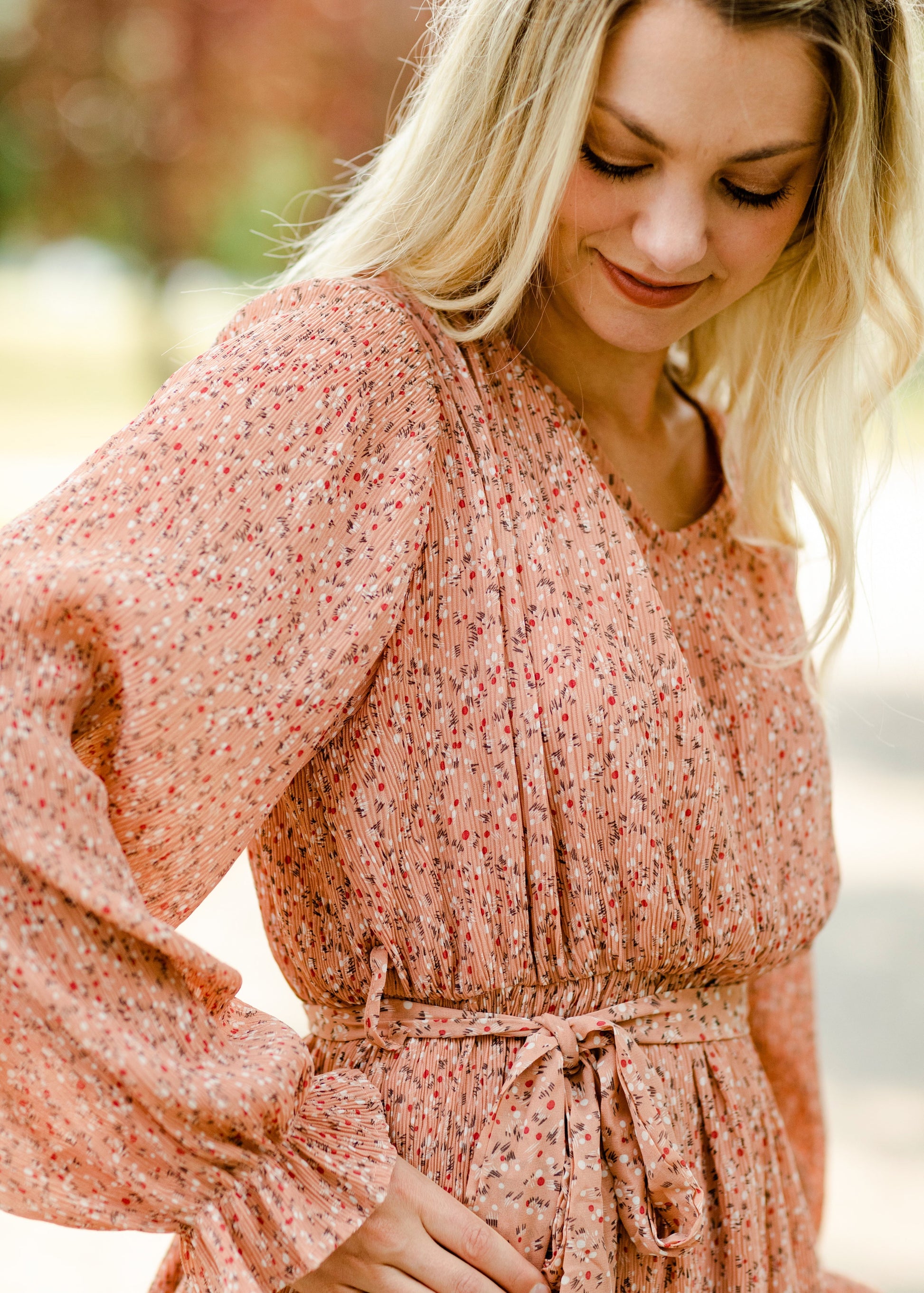 Coral Floral Pleated Midi Dress - FINAL SALE Dresses