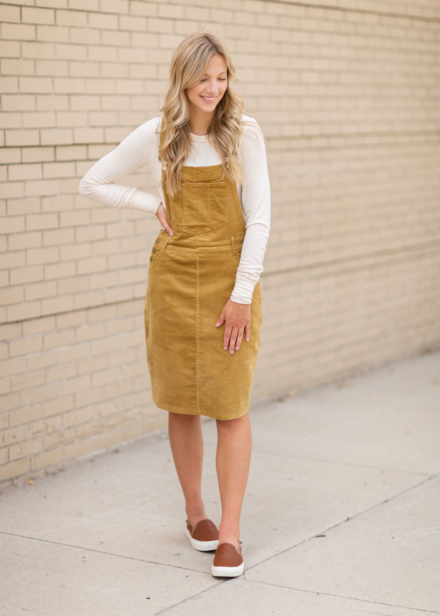 Corduroy Mustard Overall Dress Dresses