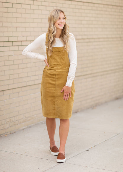 Corduroy Mustard Overall Dress Dresses