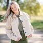 Corduroy Raw Hem Button Up Shacket Tops