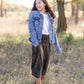 Corduroy Self Tie Elastic Waist Midi Skirt - FINAL SALE Skirts Polagram