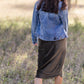 Corduroy Self Tie Elastic Waist Midi Skirt - FINAL SALE Skirts Polagram
