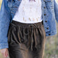 Corduroy Self Tie Elastic Waist Midi Skirt Skirts Polagram