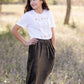 Corduroy Self Tie Elastic Waist Midi Skirt Skirts Polagram