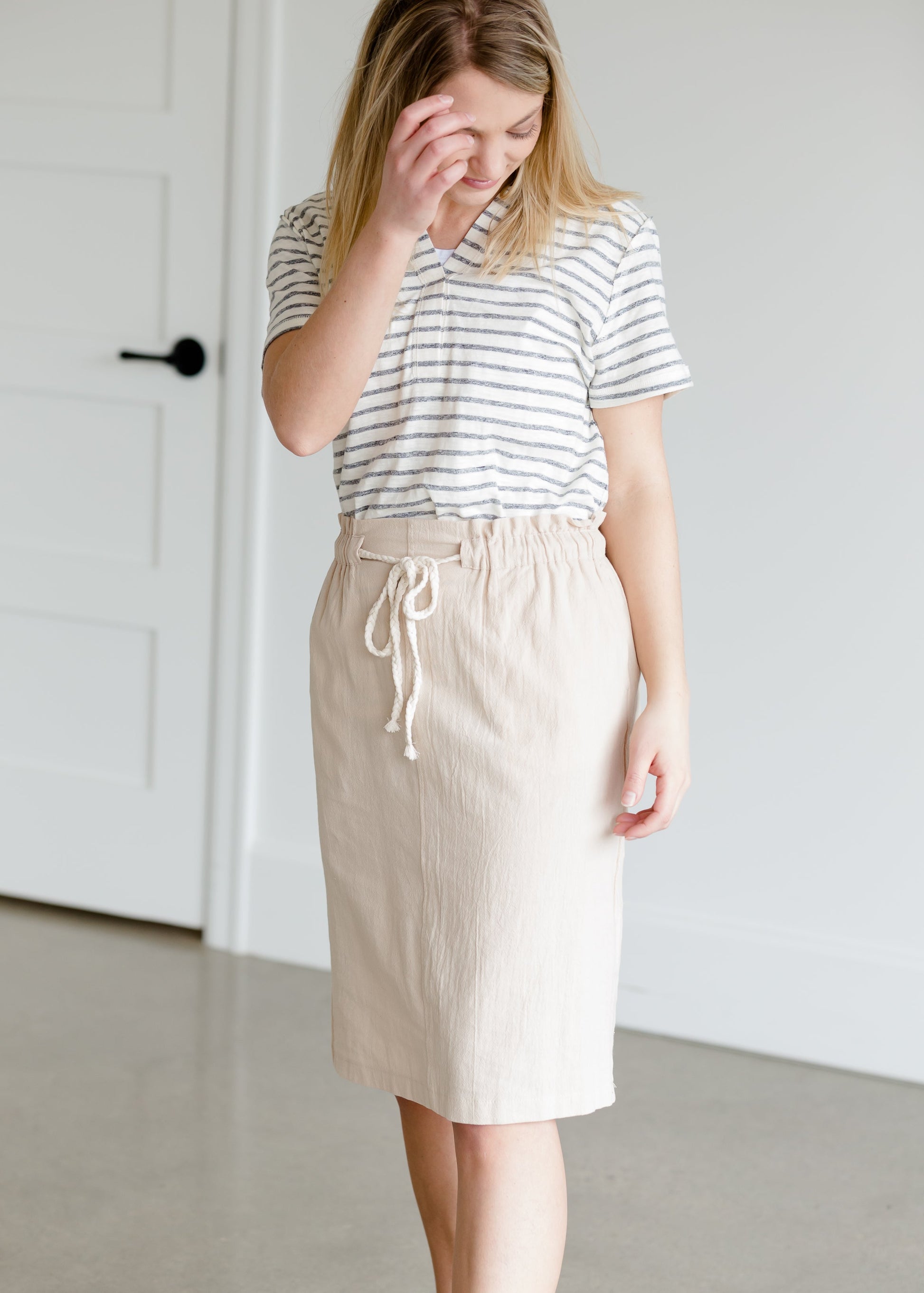 Cotton Belted Midi Skirt - FINAL SALE Skirts