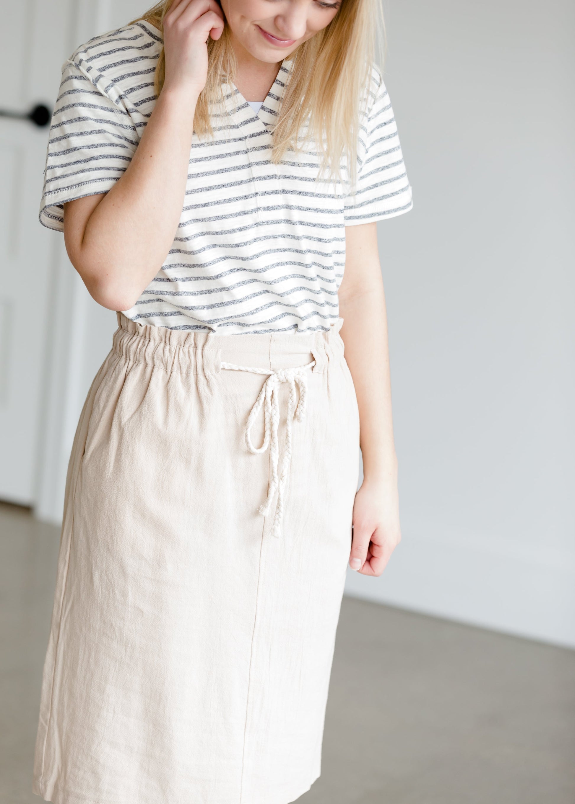 Cotton Belted Midi Skirt - FINAL SALE Skirts