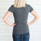 Modest women's layering tee in dark grey, blush, white, navy, teal or salmon.