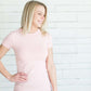 Modest women's layering tee in dark grey, blush, white, navy, teal or salmon.