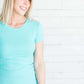 Modest women's layering tee in dark grey, blush, white, navy, teal or salmon.