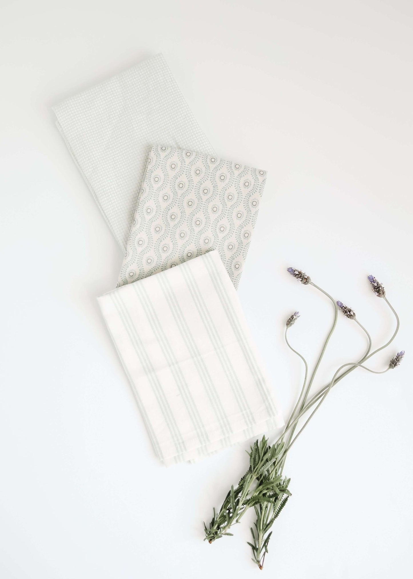 Mint colored printed 100% Cotton Tea Towels