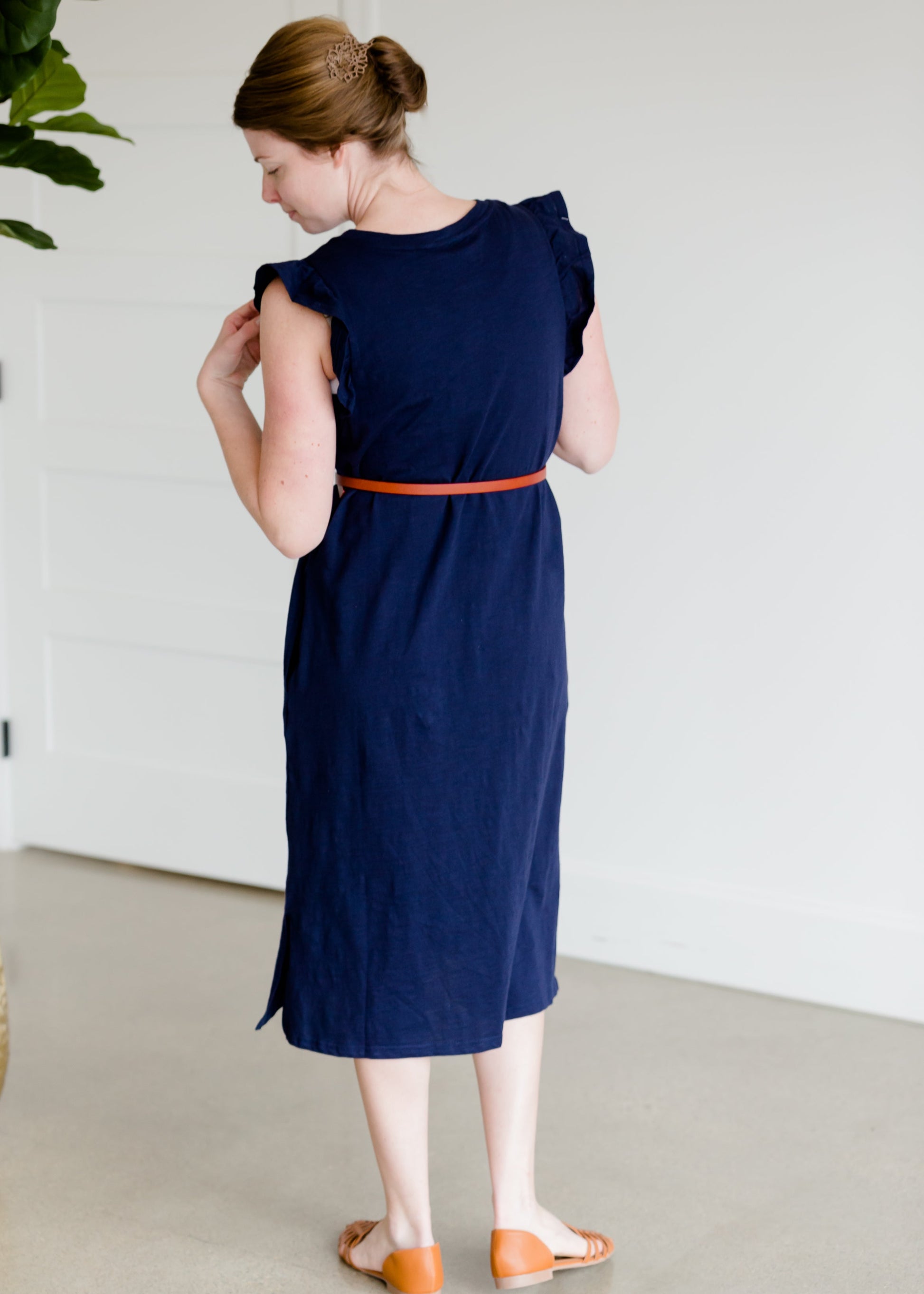 Cotton Ruffle Sleeve Shift Dress - FINAL SALE Dresses