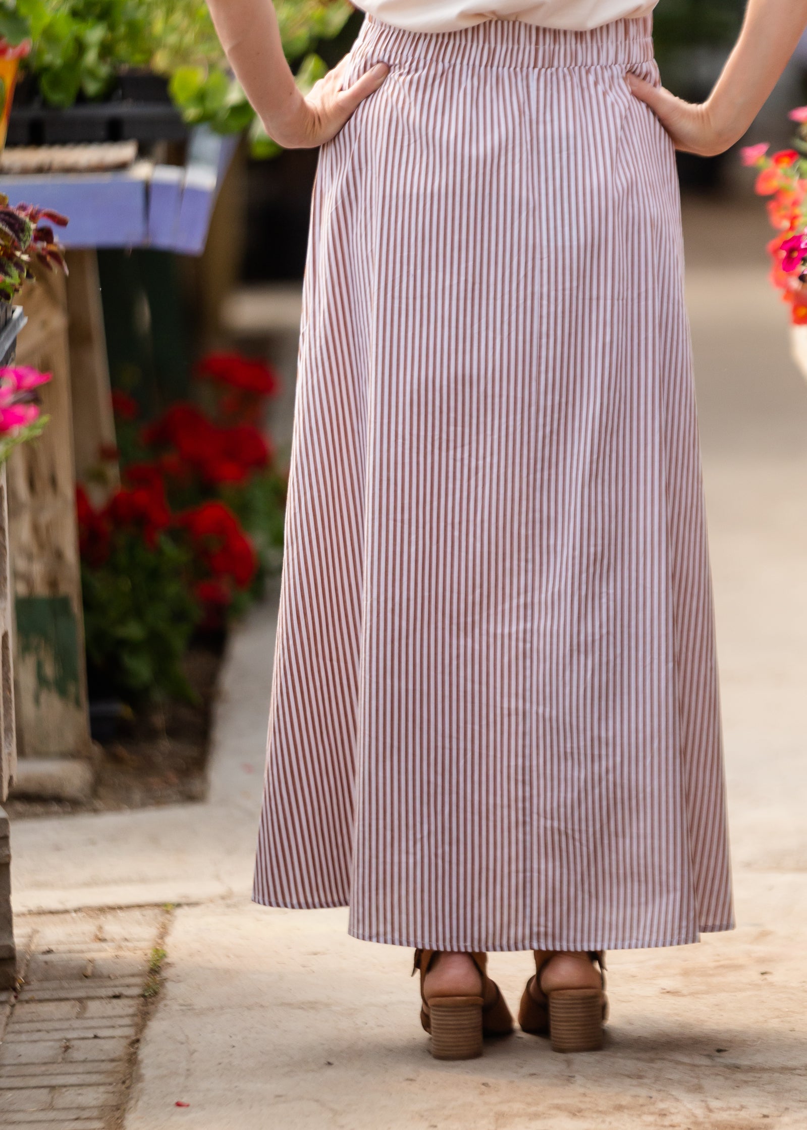 Cotton Striped Button Maxi Skirt - FINAL SALE Skirts