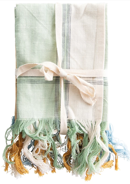 Cotton Tea Towels w/ Fringe - Set of 3 Home & Lifestyle Creative Co-op