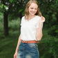 short sleeve v-neck basic cotton tee in ivory.