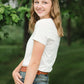 short sleeve v-neck basic cotton tee in ivory.