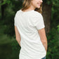 short sleeve v-neck basic cotton tee in ivory.