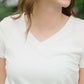 short sleeve v-neck basic cotton tee in ivory.