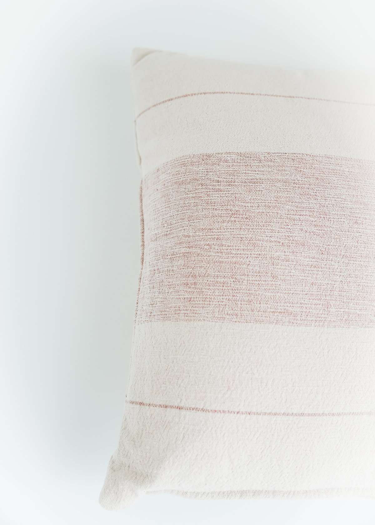 blush striped cotton pillow