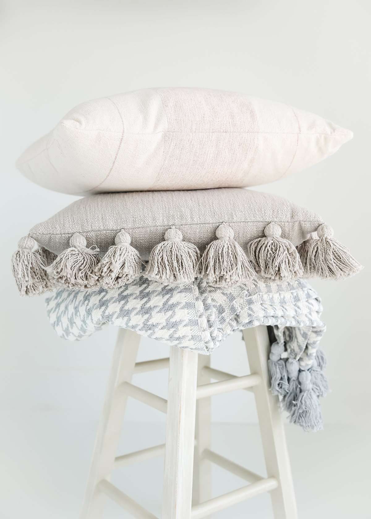 blush striped cotton pillow