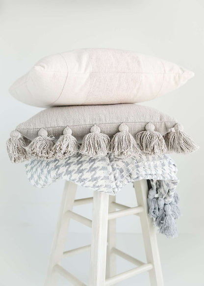 blush striped cotton pillow