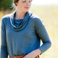 teal cowl neck sweater