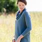 teal cowl neck sweater