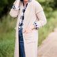 cozy sherpa long duster cardigan in taupe