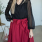 Cranberry Tie Waist Midi Skirt Skirts Mikarose