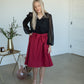 Cranberry Tie Waist Midi Skirt Skirts Mikarose