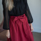 Cranberry Tie Waist Midi Skirt Skirts Mikarose