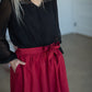 Cranberry Tie Waist Midi Skirt Skirts Mikarose