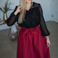 Cranberry Tie Waist Midi Skirt Skirts Mikarose