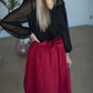Cranberry Tie Waist Midi Skirt Skirts Mikarose