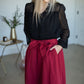 Cranberry Tie Waist Midi Skirt Skirts Mikarose