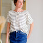 Cream & Black Button Front Top Shirt