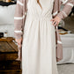 Cream Elastic Detailed Midi Dress - FINAL SALE Dresses