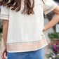 Cream Embroidered Sleeve Lace Trim Shirt Tea N Rose