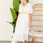 Cream Embroidered Tiered Midi Dress Dresses