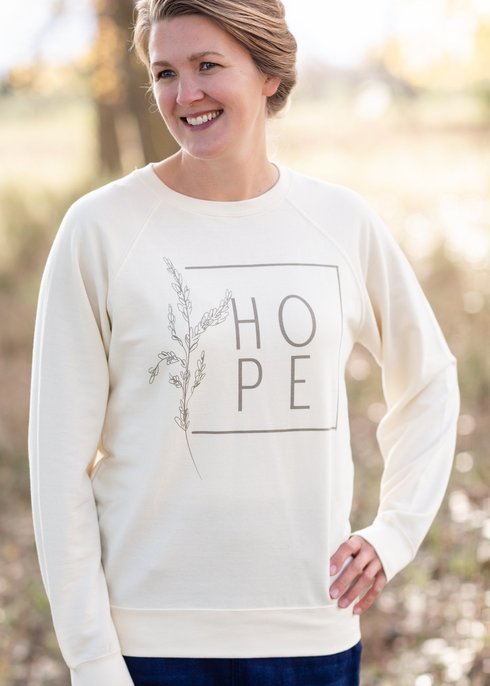Cream Hope Crew Neck Sweatshirt Tops Inherit - American Solutions for Business