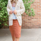 Cream Long Sleeve Cardigan Tops