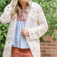 Cream Long Sleeve Cardigan Tops