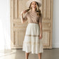 Cream Midi Skirt With Contrasting Lace Detail Skirts Polagram