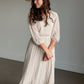 Cream Stretch Waist Lace Surplice Midi Dress Dresses Polyagram