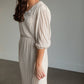 Cream Stretch Waist Lace Surplice Midi Dress Dresses Polyagram