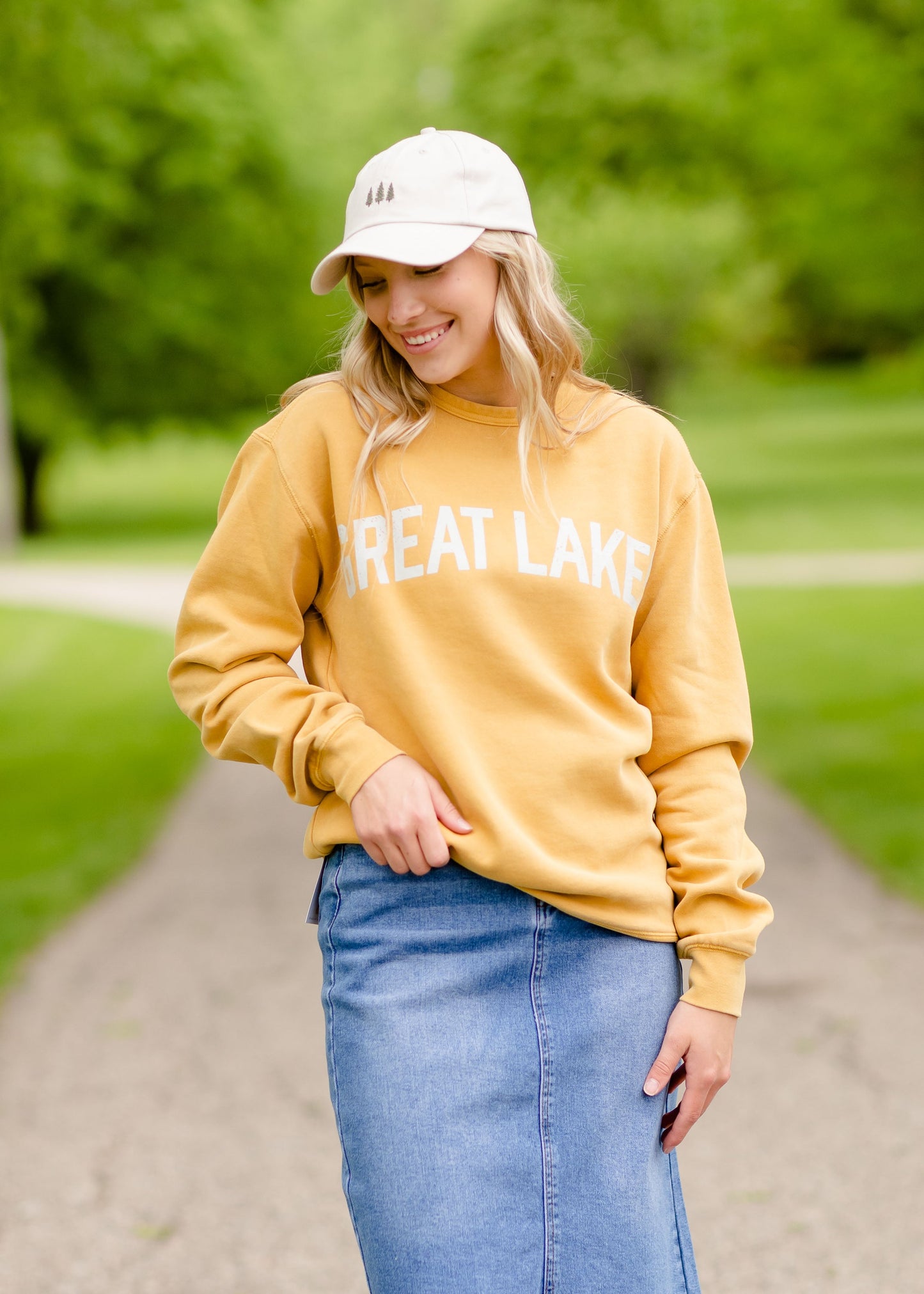 Crewneck Great Lakes Sweatshirt Tops Yellow / S